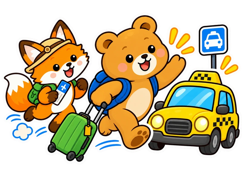 Bearry and Lexi hurry to get a cab.