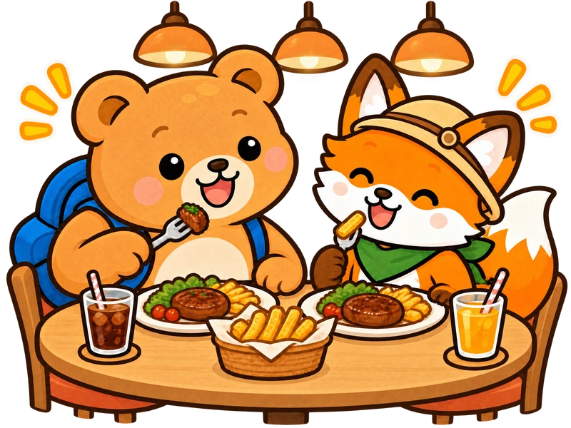 They eat out and enjoy themselves at a small restaurant.