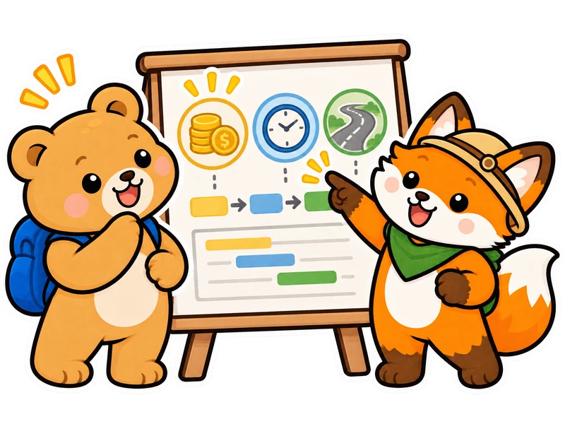 Bearry and Lexi study a simple project plan and discuss cost as a factor.