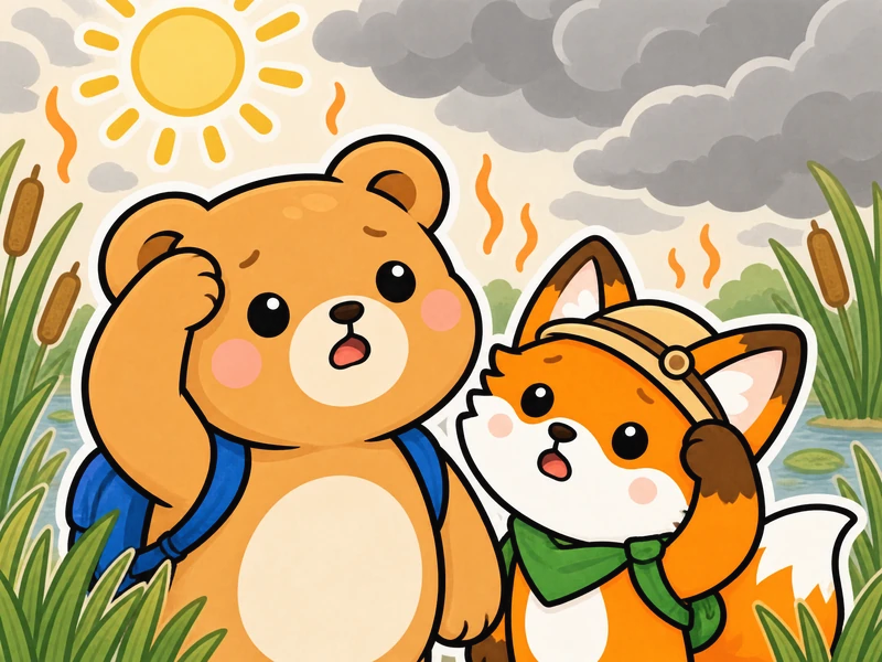The air feels hot and the sky turns gray as Bearry and Lexi look up at the changing weather.