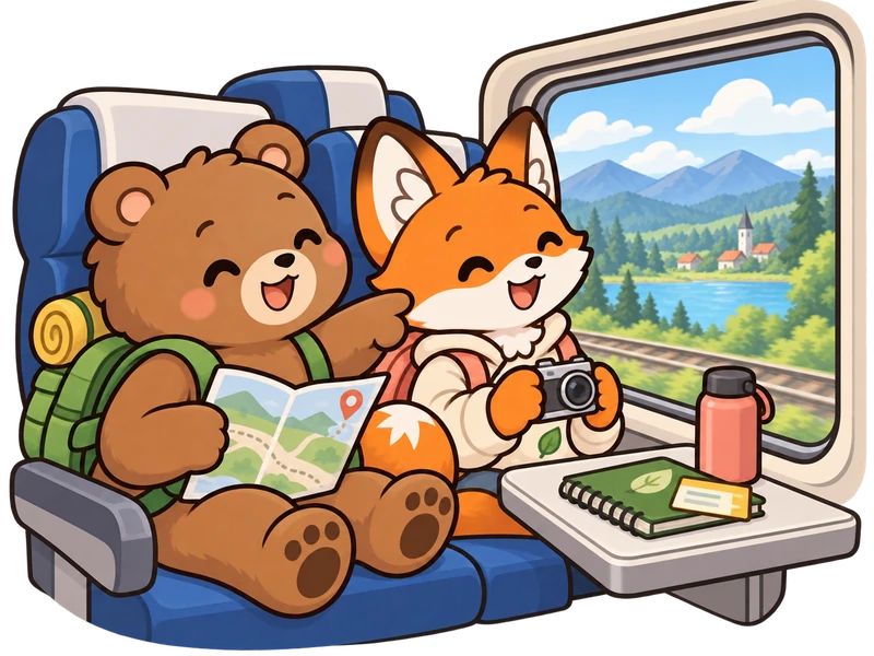 They take a train journey to a weekend technology challenge with small backpacks.